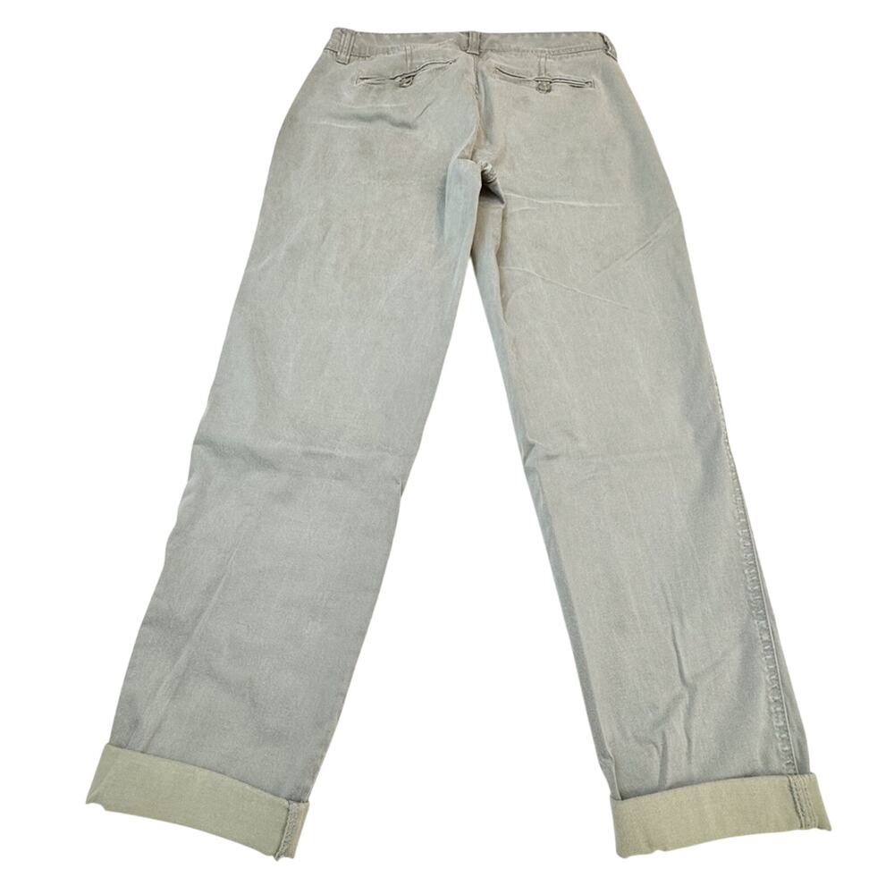 Liverpool Los Angeles Olive Green Boyfriend Cut Soft Khaki Pants  Cuffed Ankle - Picture 7 of 16